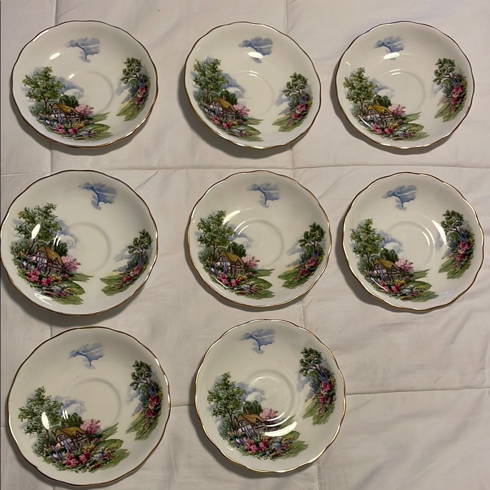 Royal Vale Bone China saucers set of 8